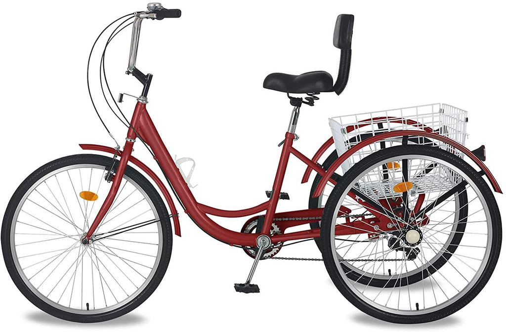 Adult Tricycles, 3 Wheel Bikes for Adults 20/24/26 inch 7 Speed Adult Trikes Bicycles Cruise Trike with Shopping Basket for Seniors, Women, Men