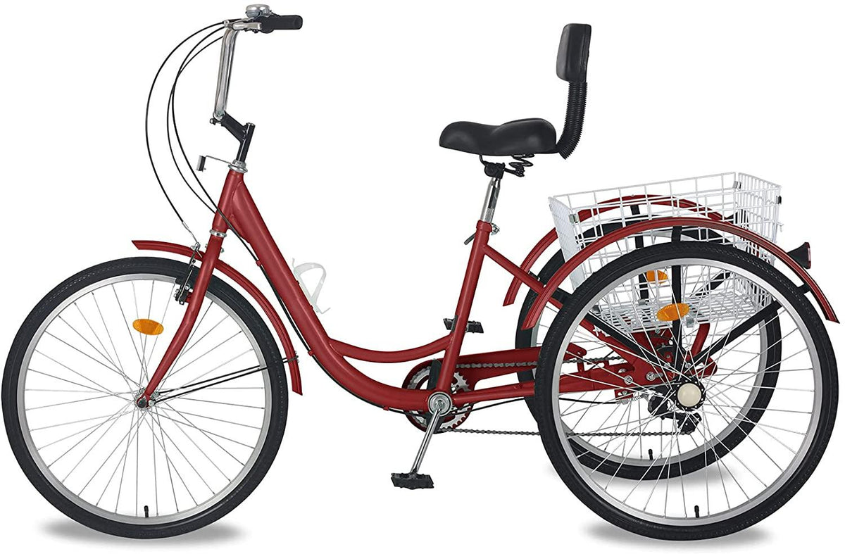 Adult Tricycles, 3 Wheel Bikes for Adults 20/24/26 inch 7 Speed Adult Trikes Bicycles Cruise Trike with LarBasket for Recreation, Shopping, Exercise Men's Women's Bike
