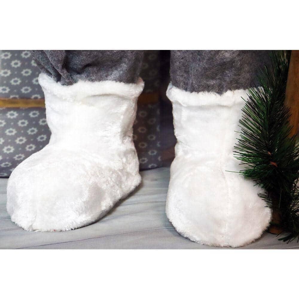 5 ft. Christmas Standing Santa Claus Holding a Staff and Wearing a Tweed Jacket with White Fur Trim