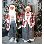 5 ft. Christmas Standing Santa Claus Holding a Staff and Wearing a Tweed Jacket with White Fur Trim