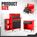 8-Drawer Rolling Tool Chest, Assembled Metal Tool StoraCabinet with Wheels, LocSliding Drawers & Detachable Top Box, for GaraWorkshop Repair Room Warehouse, Red