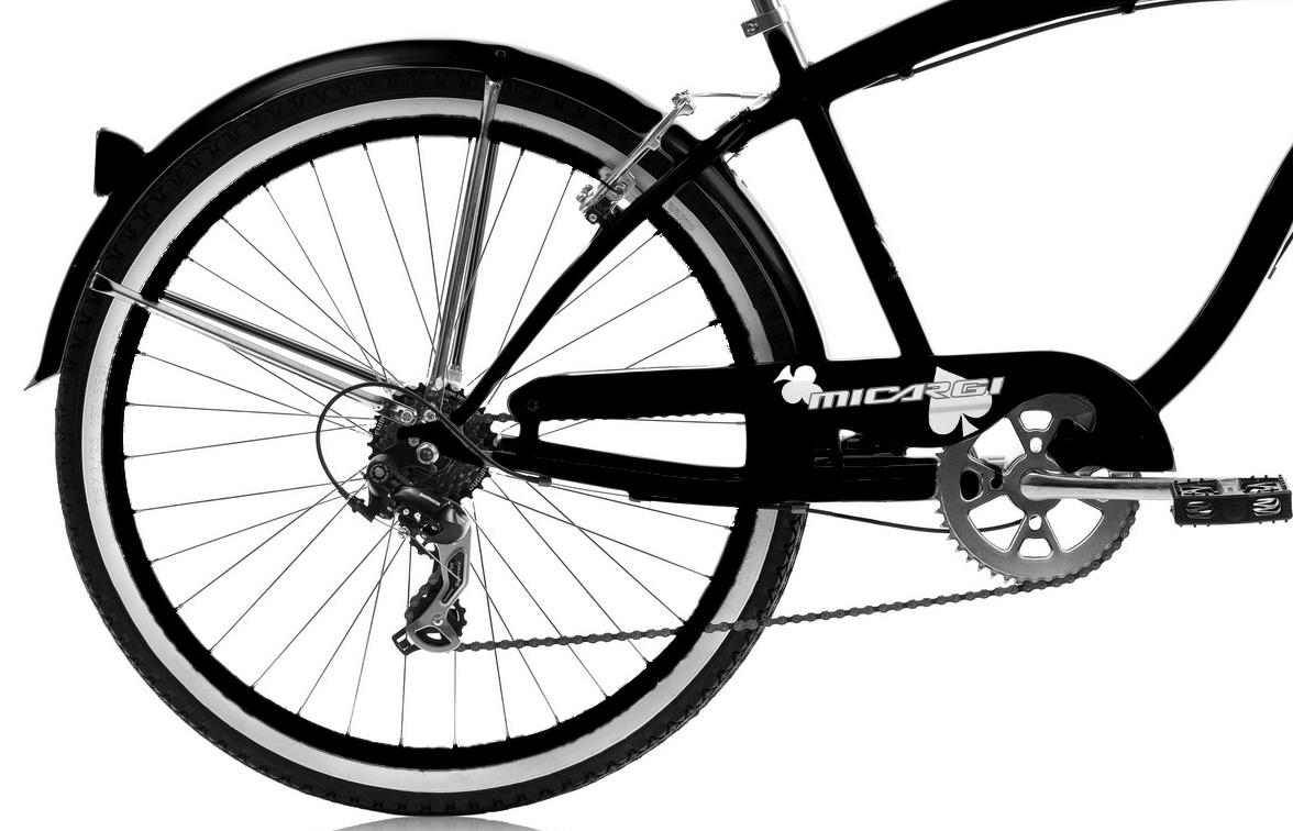 26" ROVER 7 Speed  TX-35 Beach Cruiser Matte Black Rims 36H  Steel Spokes One Piece Crank V-Brake Front and Back Fenders Bicycle
