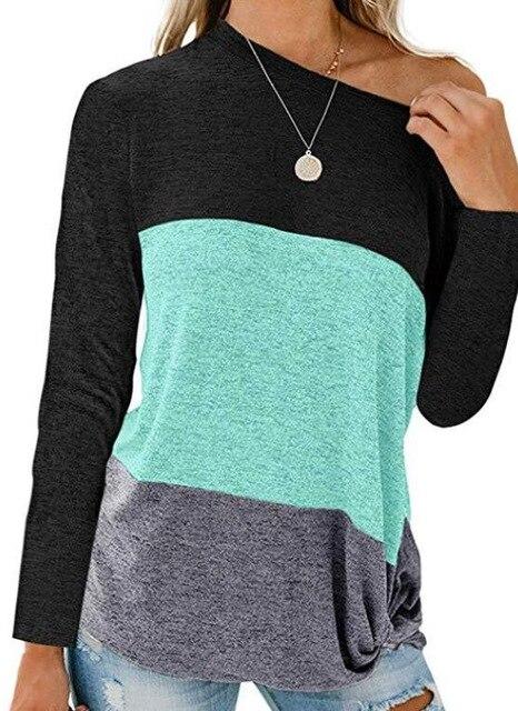 Long Sleeve Autumn Winter Hit Color Women T Shirt