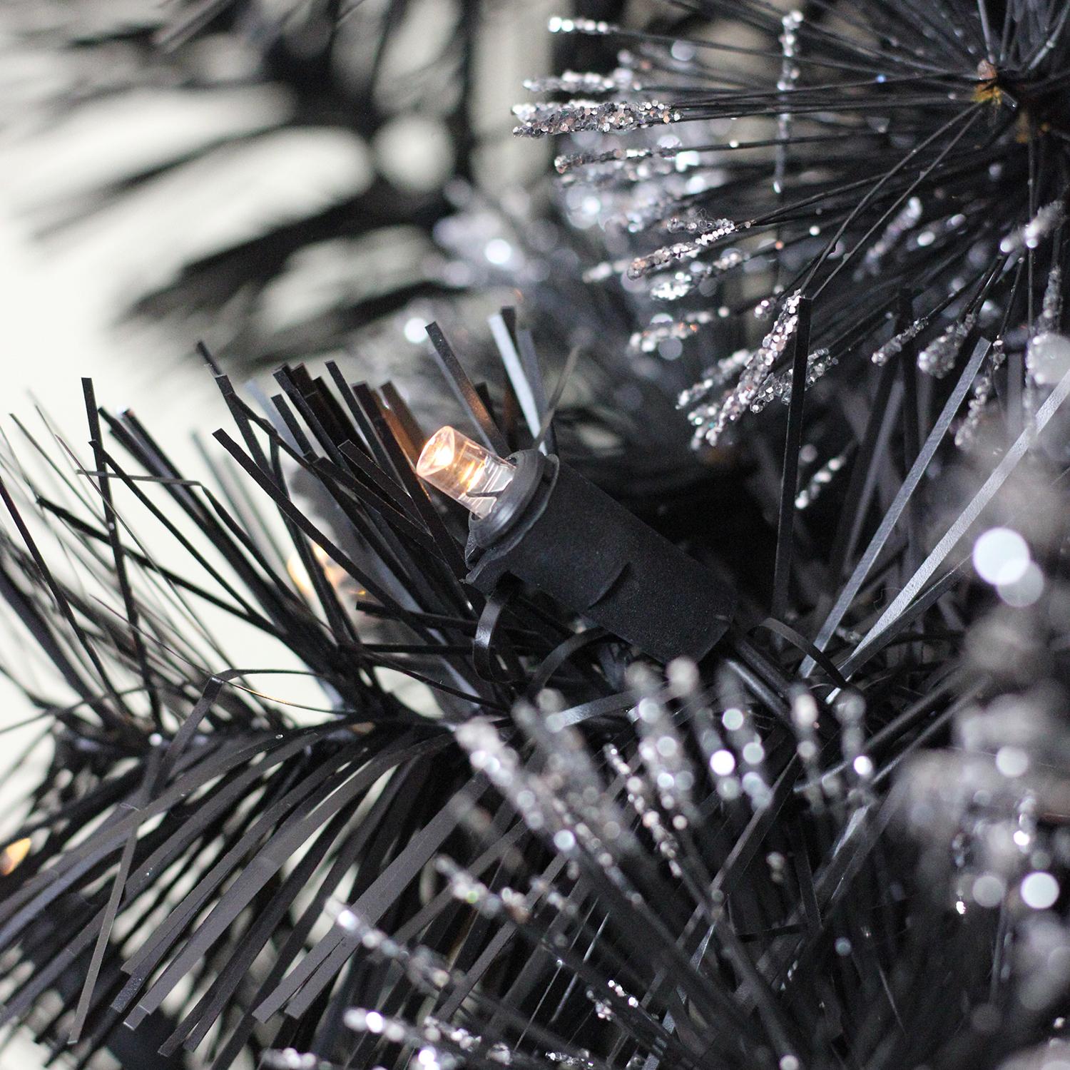 Northlight 36" Prelit LED Black Bristle Frosted Artificial Christmas Wreath - Warm White Lights