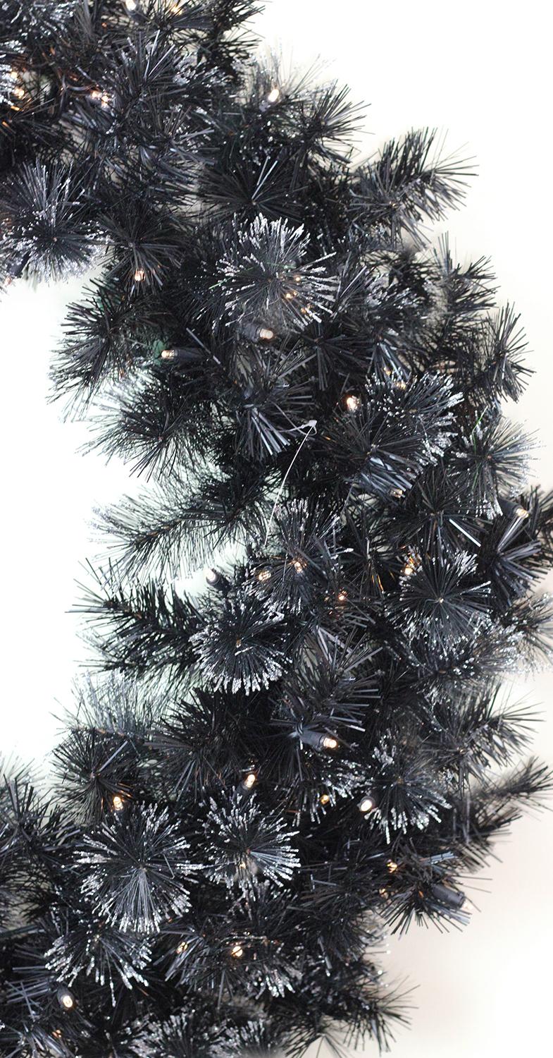 Northlight 36" Prelit LED Black Bristle Frosted Artificial Christmas Wreath - Warm White Lights