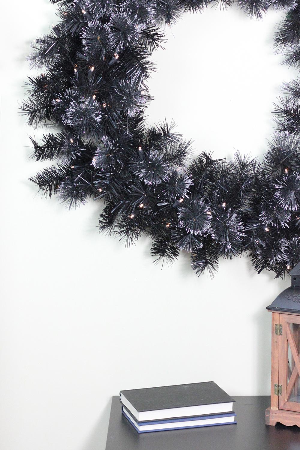 Northlight 36" Prelit LED Black Bristle Frosted Artificial Christmas Wreath - Warm White Lights