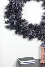 Northlight 36" Prelit LED Black Bristle Frosted Artificial Christmas Wreath - Warm White Lights