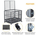 SUNCOO 43" Heavy Duty Dog Crate Pet Kennel Rust-Resistant Metal CaPlaypen w/Tray Castor Indestructible (L43 x W30 xH34)