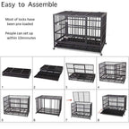 SUNCOO 43" Heavy Duty Dog Crate Pet Kennel Rust-Resistant Metal CaPlaypen w/Tray Castor Indestructible (L43 x W30 xH34)
