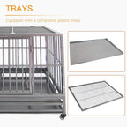 SUNCOO 43" Heavy Duty Dog Crate Pet Kennel Rust-Resistant Metal CaPlaypen w/Tray Castor Indestructible (L43 x W30 xH34)