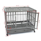SUNCOO 43" Heavy Duty Dog Crate Pet Kennel Rust-Resistant Metal CaPlaypen w/Tray Castor Indestructible (L43 x W30 xH34)