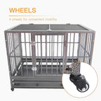 SUNCOO 43" Heavy Duty Dog Crate Pet Kennel Rust-Resistant Metal CaPlaypen w/Tray Castor Indestructible (L43 x W30 xH34)