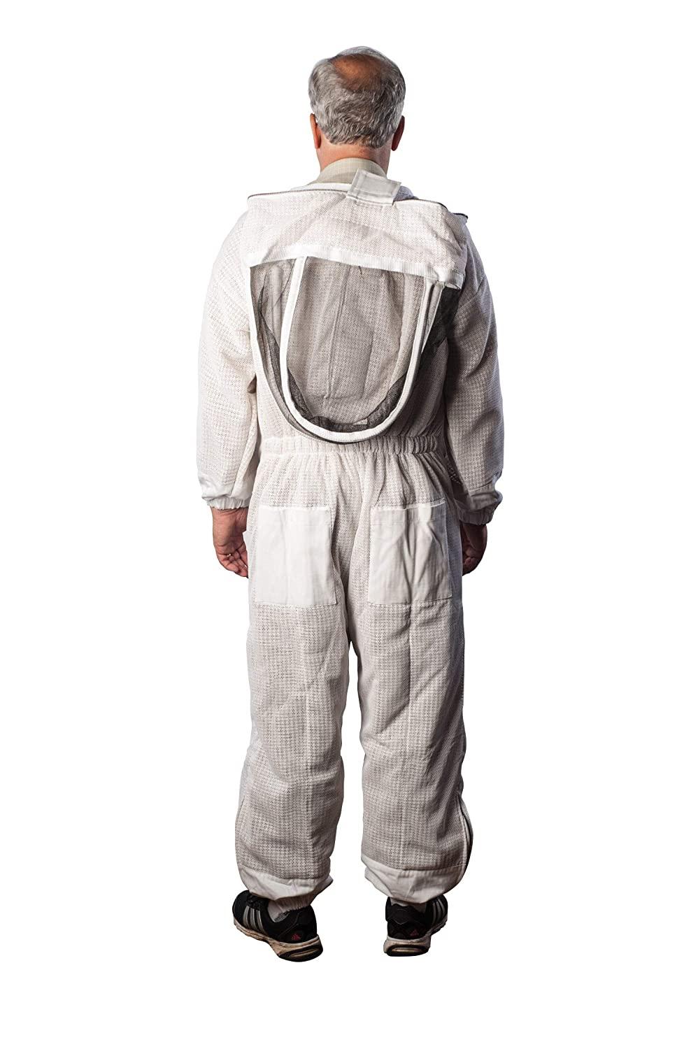 forest beekeeping supply ventilated bee suits for men &amp; women - clear view fencing veil ykk brass zippers light weight &amp; maximum protection professional &amp; beginner beekeeper suit (medium)