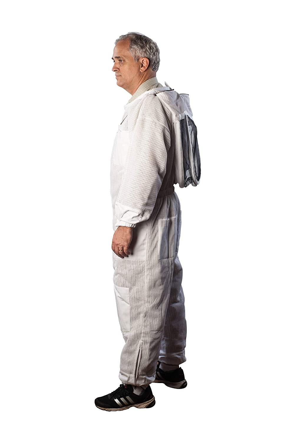 forest beekeeping supply ventilated bee suits for men &amp; women - clear view fencing veil ykk brass zippers light weight &amp; maximum protection professional &amp; beginner beekeeper suit (medium)