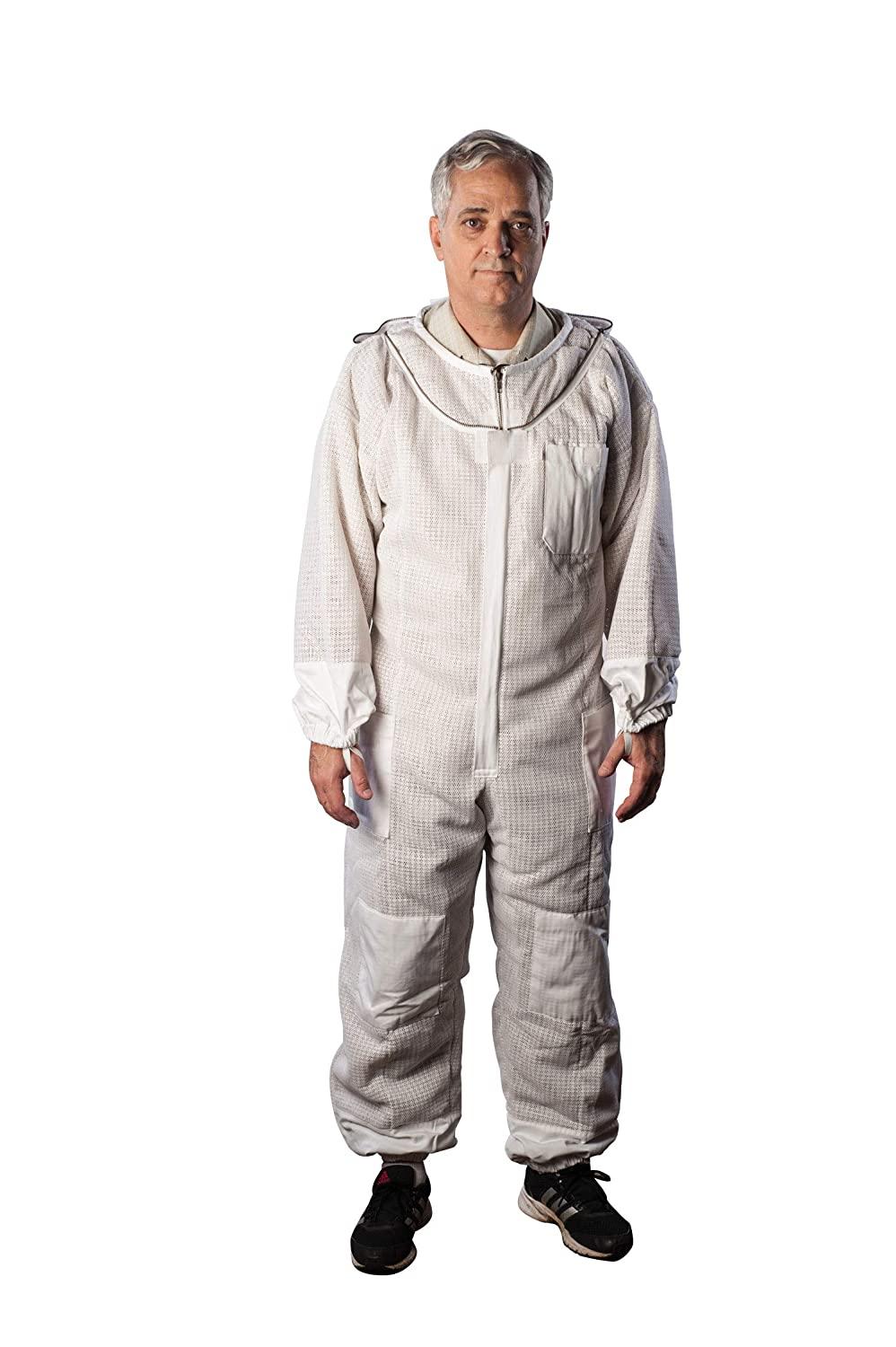 forest beekeeping supply ventilated bee suits for men &amp; women - clear view fencing veil ykk brass zippers light weight &amp; maximum protection professional &amp; beginner beekeeper suit (medium)