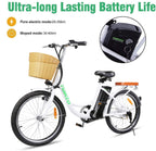 BRIGHT GG  22 inch City Electric Bike for Adults Women Ebike with 36V10A Lithium Battery and 250W Motor,White Electric Bicycle with Charger