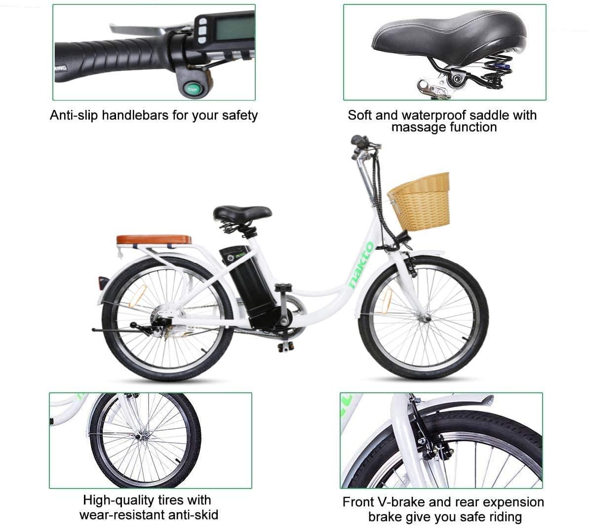 BRIGHT GG  22 inch City Electric Bike for Adults Women Ebike with 36V10A Lithium Battery and 250W Motor,White Electric Bicycle with Charger