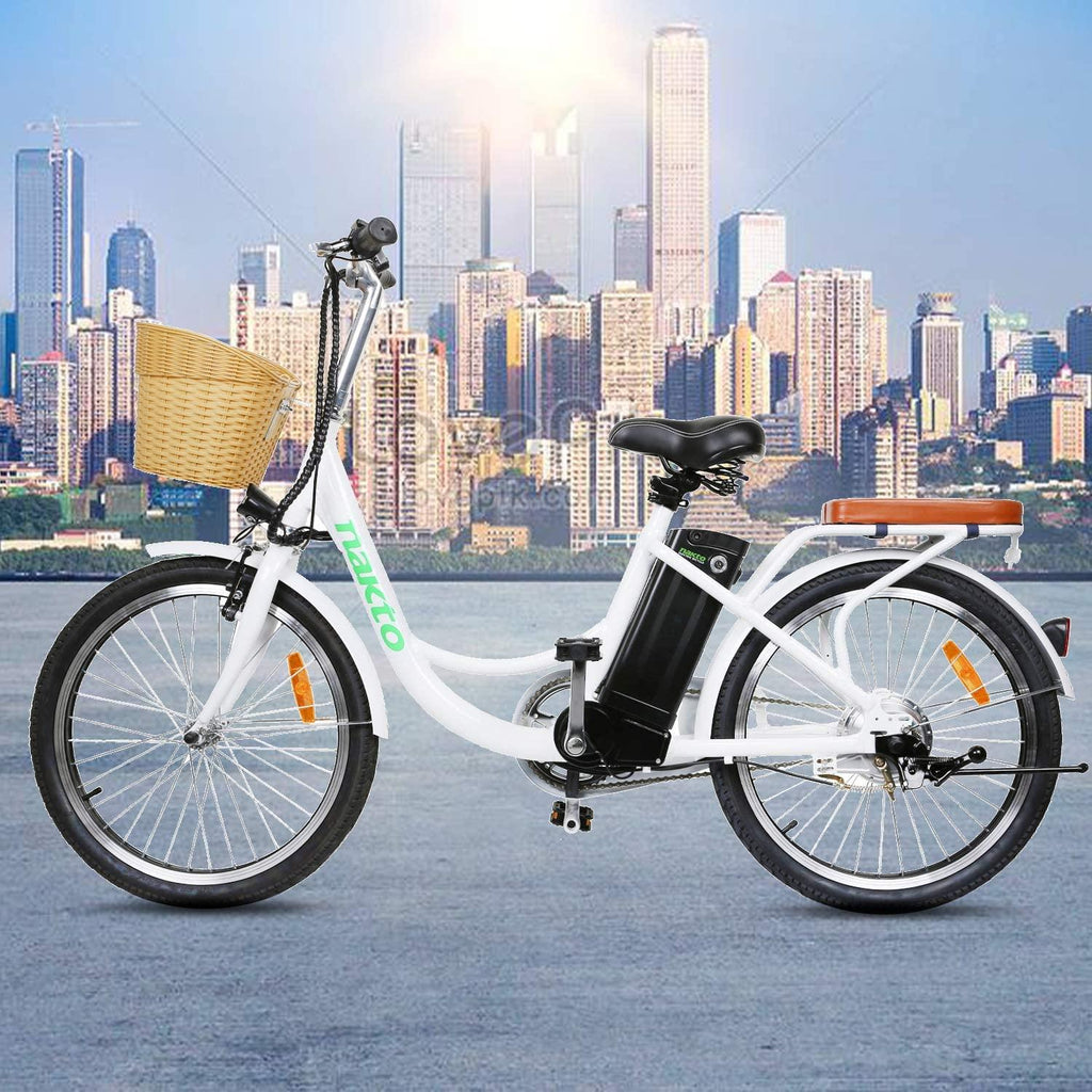 BRIGHT GG  22 inch City Electric Bike for Adults Women Ebike with 36V10A Lithium Battery and 250W Motor,White Electric Bicycle with Charger