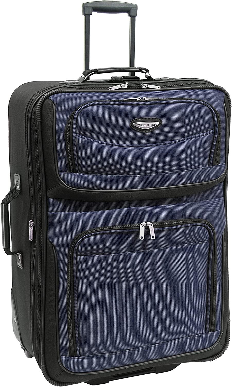 Amsterdam Expandable Rolling Upright Luggage, Navy, Checked-Large 29-Inch