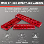 Magnetic Socket Organizer Set, 1/2", 1/4" and 3/8" SAE & Metric Deep & Shallow Socket Holder Kit, holds 141 stanard Sockets, attaches to steel box/tool cart (sockets not included) 丨6PCS