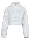 fluffy long sleeve zipper design sweatshirt