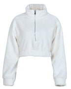 fluffy long sleeve zipper design sweatshirt