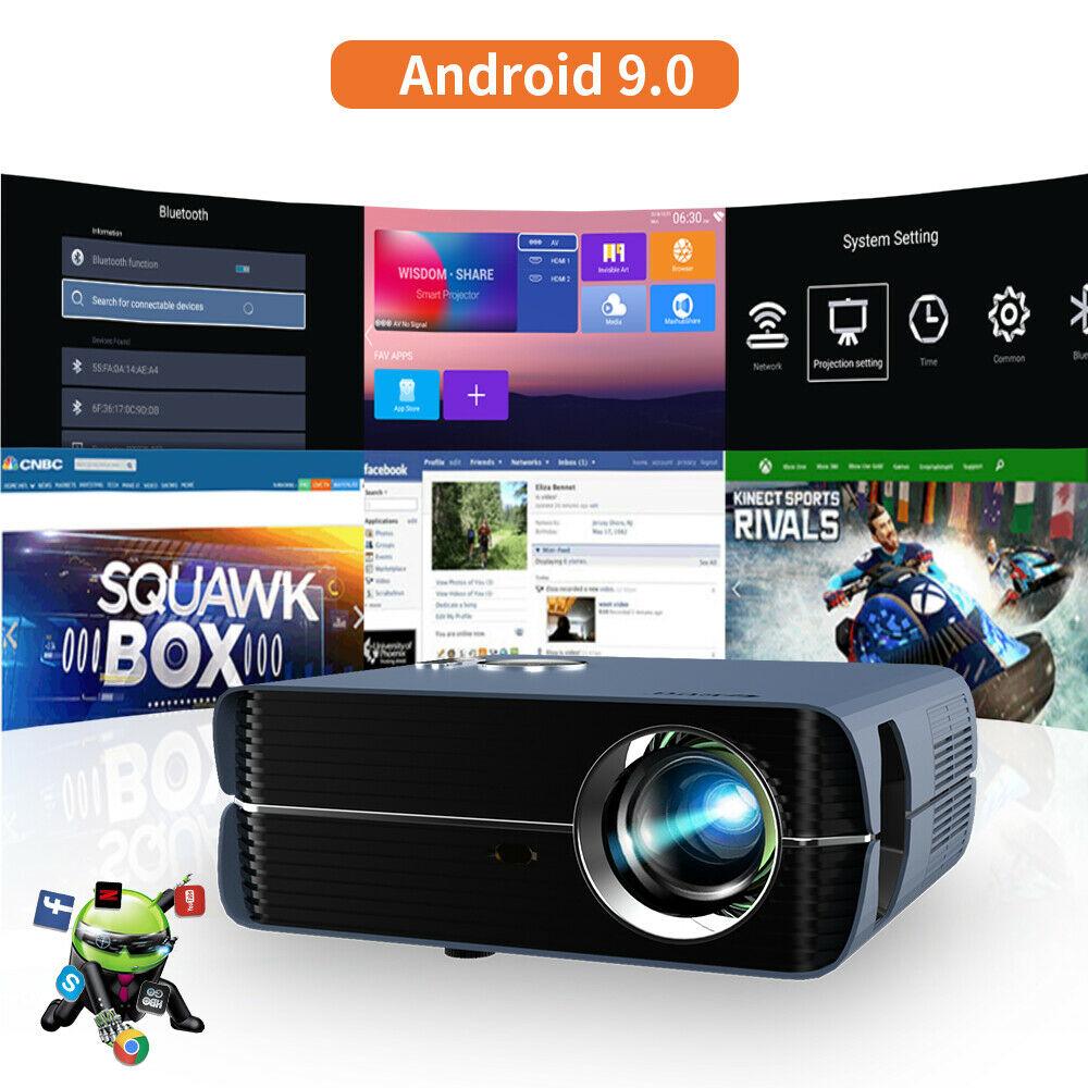 native 1080p android 9.0 projector wifi led cinema tv blue-tooth airplay wired