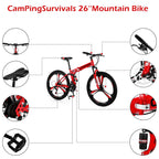 Campingsurvivals Disc Brake Mountain Bike 21 Speed, for Men Women, Red