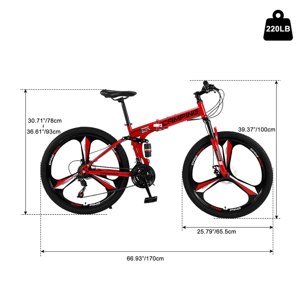 Campingsurvivals Disc Brake Mountain Bike 21 Speed, for Men Women, Red