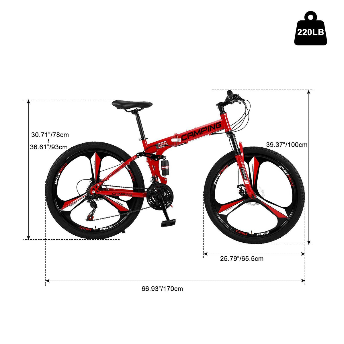 Campingsurvivals Disc Brake Mountain Bike 21 Speed, for Men Women, Red