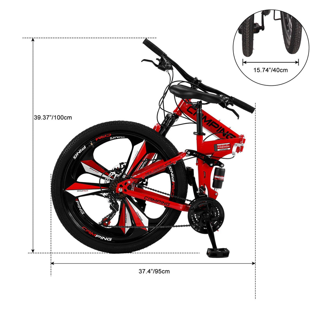 Campingsurvivals Disc Brake Mountain Bike 21 Speed, for Men Women, Red