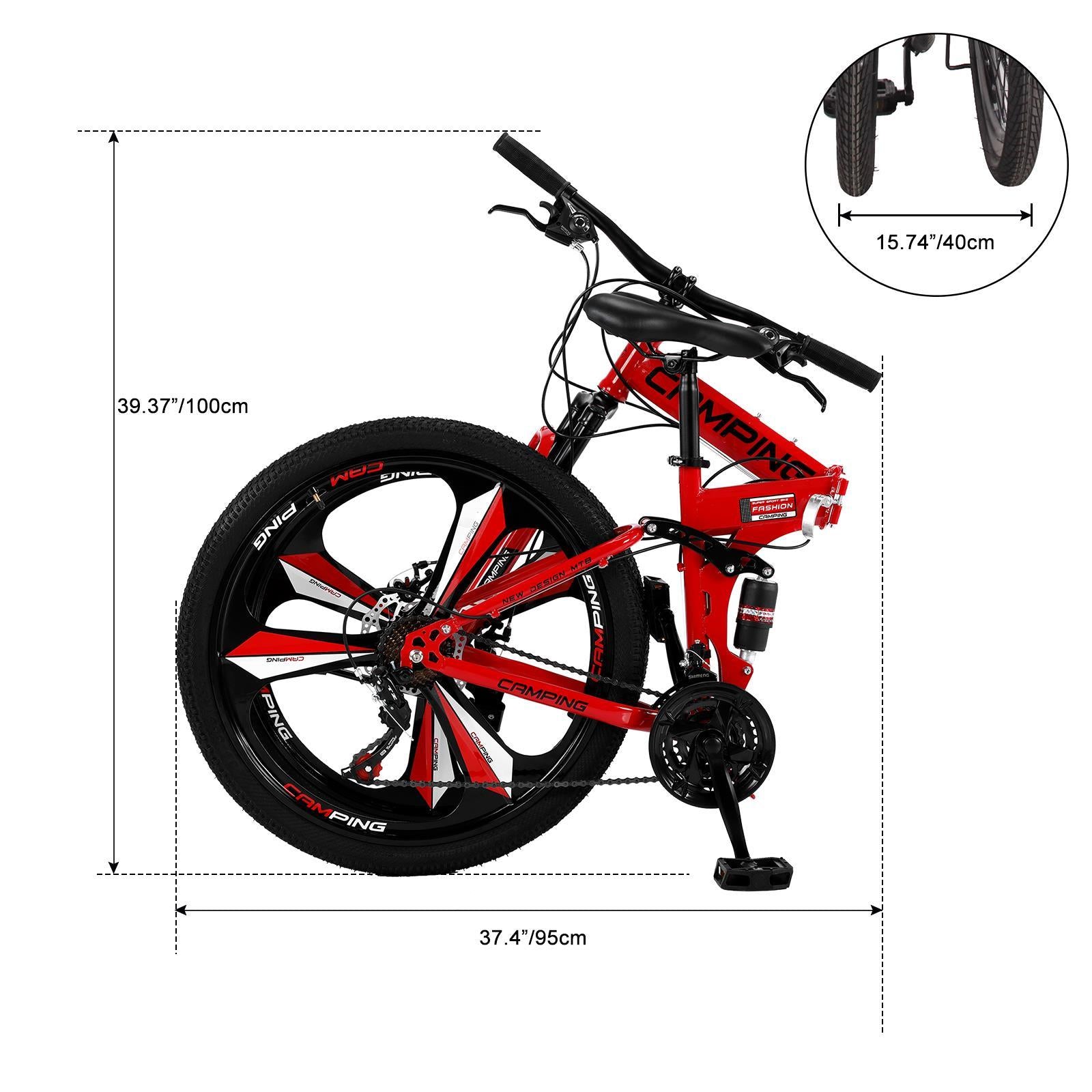 Campingsurvivals Disc Brake Mountain Bike 21 Speed, for Men Women, Red