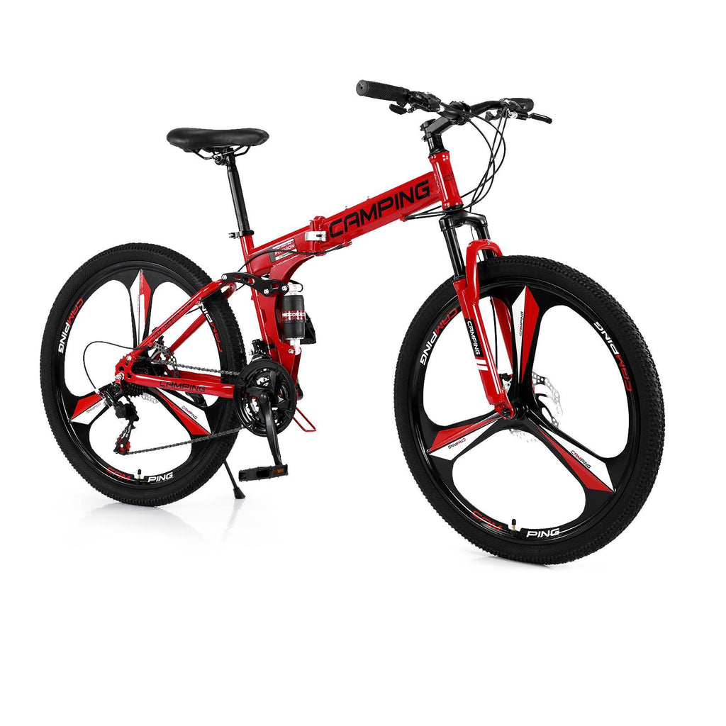 Campingsurvivals Disc Brake Mountain Bike 21 Speed, for Men Women, Red