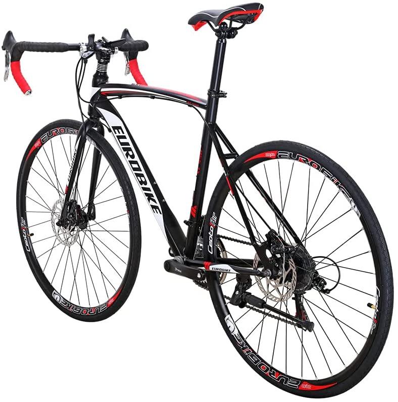 SDXC550 700C Adult Road Bike Steel Frame 54cm Muti Spoke Wheel Dual Disc Brake 21 Speed Gear System Men Road Bicycle