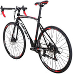 SDXC550 700C Adult Road Bike Steel Frame 54cm Muti Spoke Wheel Dual Disc Brake 21 Speed Gear System Men Road Bicycle