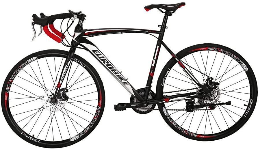 SDXC550 700C Adult Road Bike Steel Frame 54cm Muti Spoke Wheel Dual Disc Brake 21 Speed Gear System Men Road Bicycle