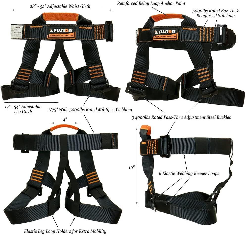 Fusion Climb Tactical Edition Adults Commercial Zip Line Kit Harness/Lanyard/Trolley Bundle FTK-A-HLT-06