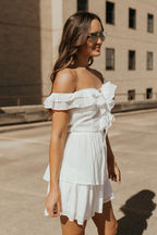 off shoulder white dress