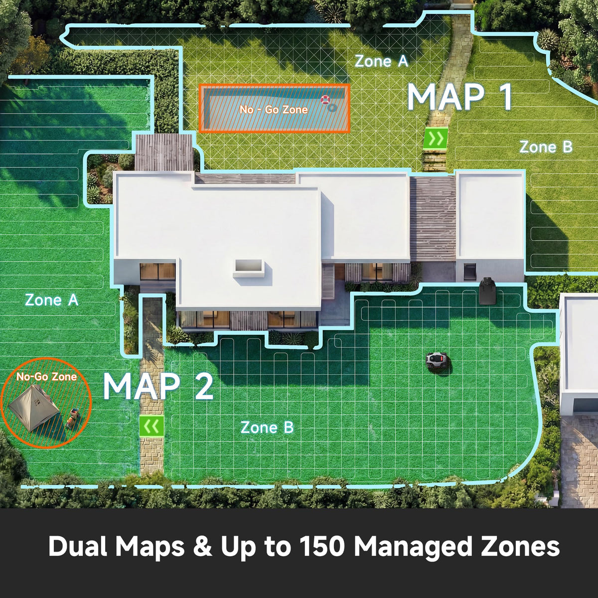 [All-Terrain Wire-Free]  A3 AWD 2000 Robot Lawn Mower, 360° 3D LiDAR &amp; AI Dual Vision Smart Robotic Mowers for 0.5 Acre, 80% Slopes &amp; 45min Fast Charge, 1.97" EdTrimming, 4G GPS Anti-Theft