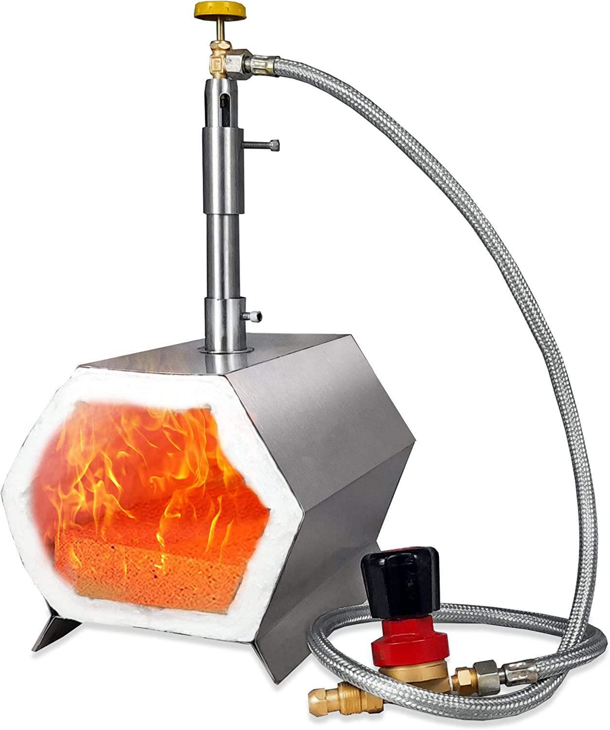 YAAN Portable Propane Blacksmith Forge Single Burner, Blacksmithing Forge Kit for Knife Making Professionals Artists Hobbyists Farrier Forging Blacksmith Tools Equipment - Hexagonal Shape Forge