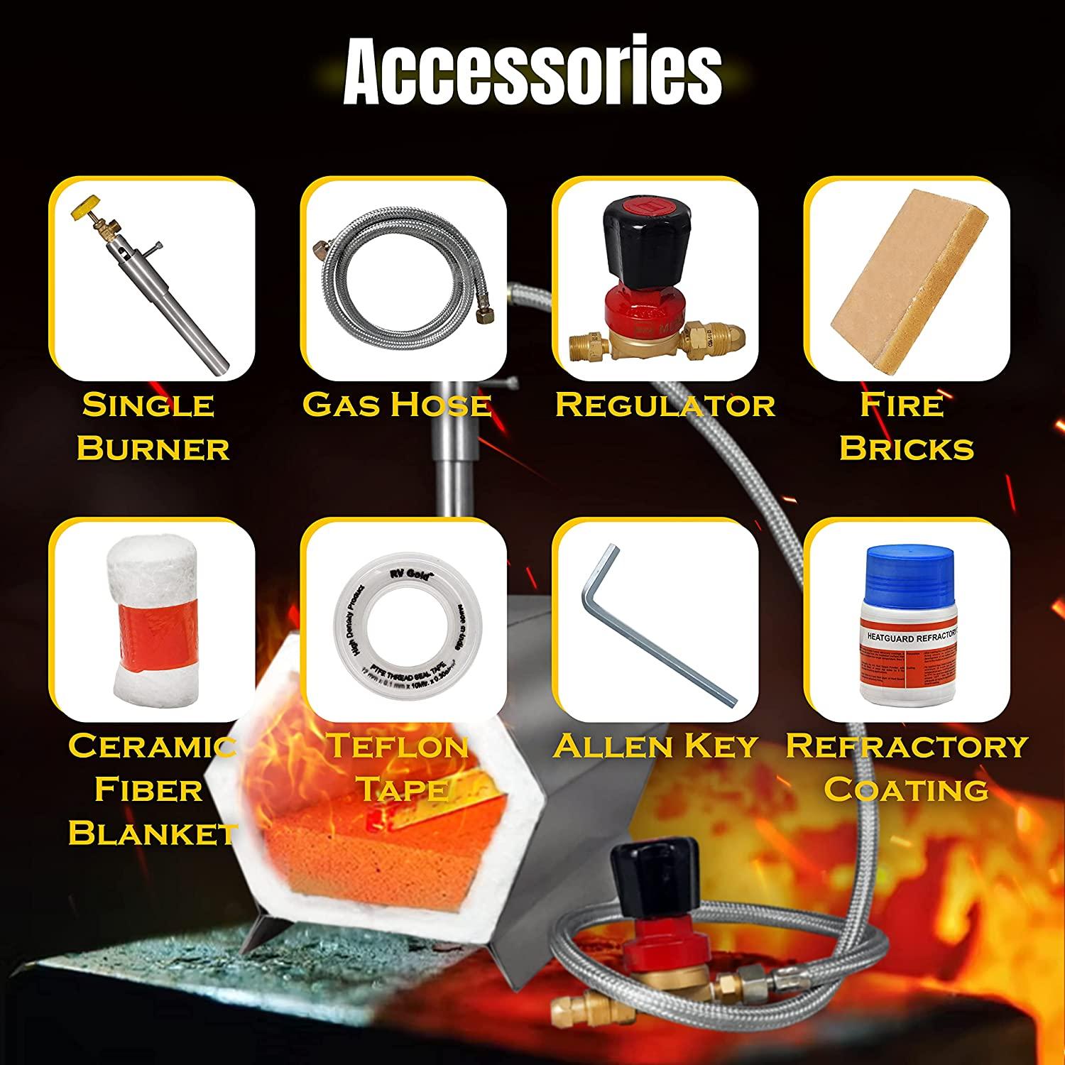YAAN Portable Propane Blacksmith Forge Single Burner, Blacksmithing Forge Kit for Knife Making Professionals Artists Hobbyists Farrier Forging Blacksmith Tools Equipment - Hexagonal Shape Forge