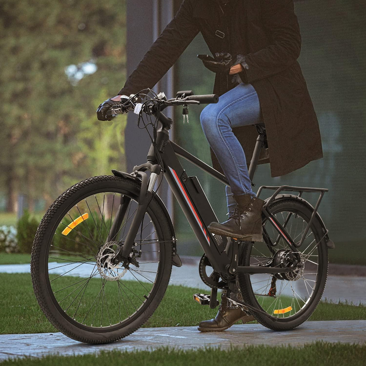 Speedrid 350W Electric Bike Electric Mountain Bike Electric Bicycle, 27.5"/26'' Electric Commuting Bike with 36V 10.4Ah Lithium Battery, Premium Front Suspension and 7 Speed Gears