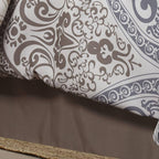 Nanshing Farren 7-Piece Damask Microfiber Bedding Comforter Set with Bonus Pillows, Taupe, Queen
