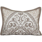 Nanshing Farren 7-Piece Damask Microfiber Bedding Comforter Set with Bonus Pillows, Taupe, Queen