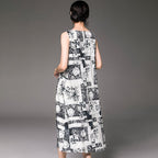 women casual loose printed sleeveless sundress