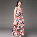 women casual loose printed sleeveless sundress