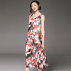 women casual loose printed sleeveless sundress