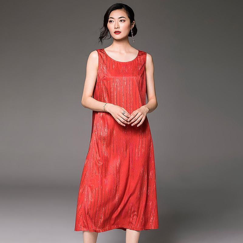 women casual loose printed sleeveless sundress