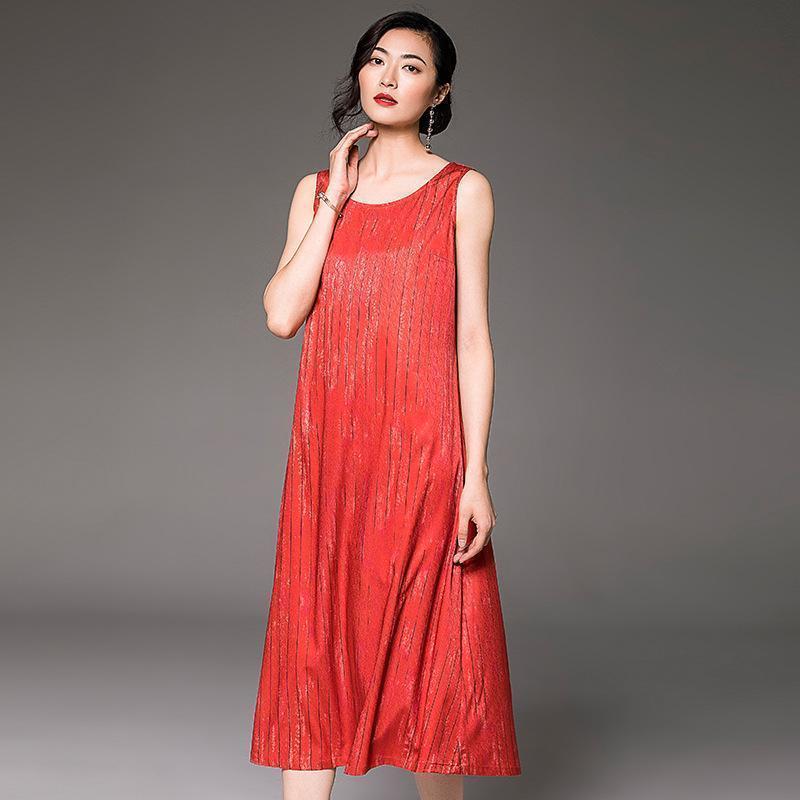 women casual loose printed sleeveless sundress