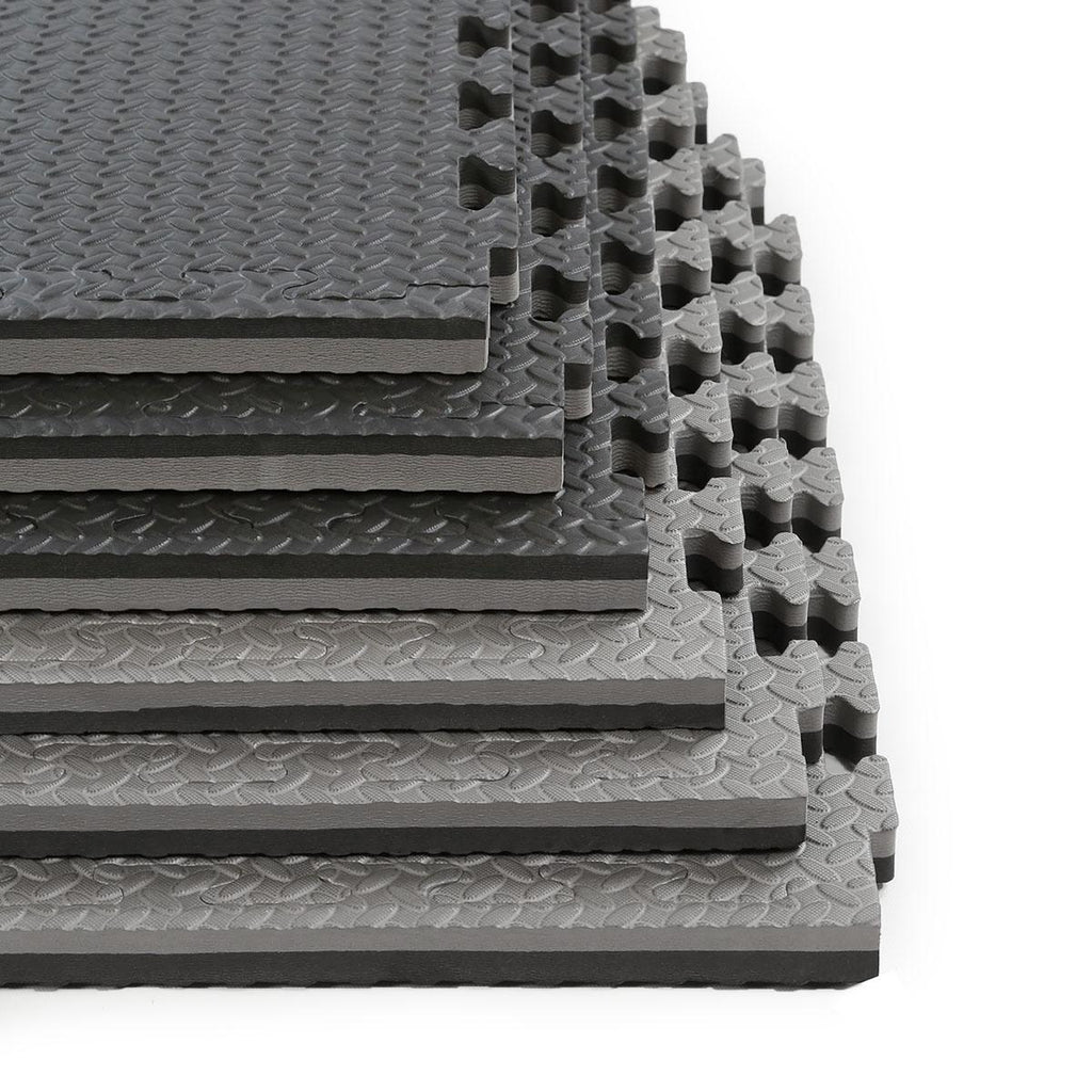 Xspec 1" Extra Thick Reversible EVA Foam Gym Mats 12 pcs 48 Sq Ft, Black &amp; Grey